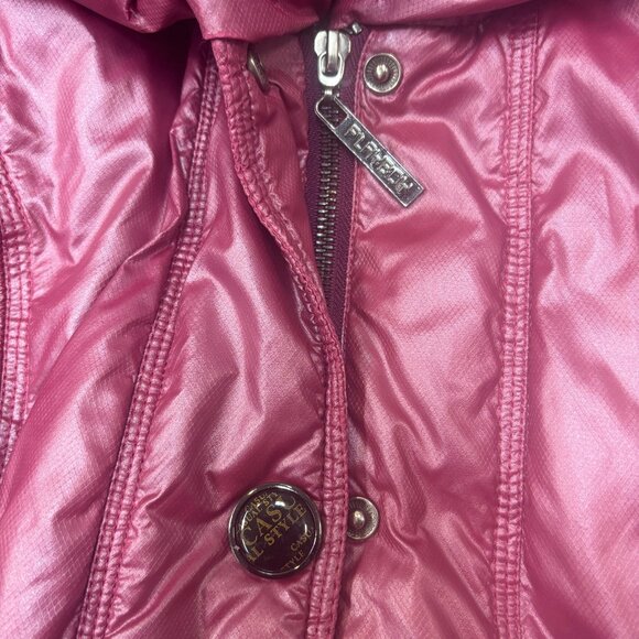 Vintage Playboy Jacket Small Puffer Zip Up Parka Removable Fur Hood Pockets Y2K - Picture 14 of 16